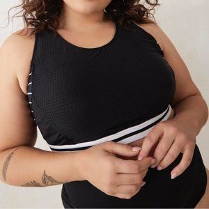 Active Zone Women Black U-Neck Bikini Top with Exposed Elastic Plus Size 4X